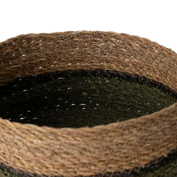 Mudo Home Yeşi̇l Natürel Yuvarlak Düz Sepet L 25 Cm