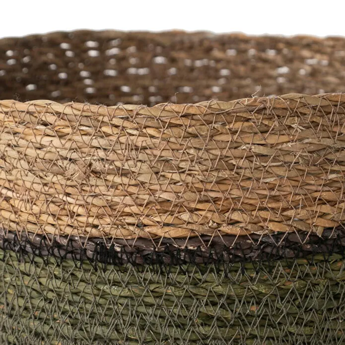 Mudo Home Yeşi̇l Natürel Yuvarlak Düz Sepet L 25 Cm