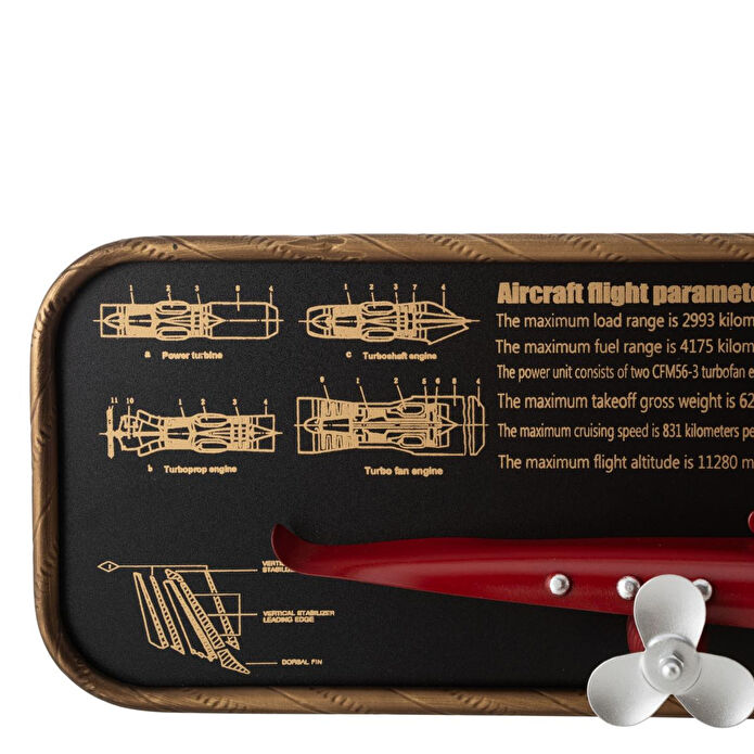 Mudo Home Airplane Kirmizi Duvar Saati̇ 78x8x21cm