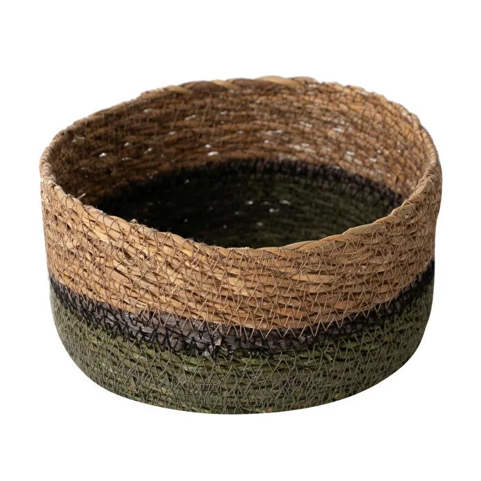 Mudo Home Yeşi̇l Natürel Yuvarlak Düz Sepet S 18 Cm