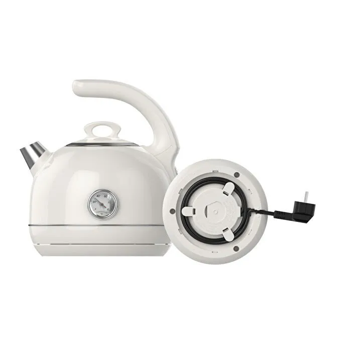 Premier Prk 1215c Retro Tasarımlı Analog Göstergeli Paslanmaz Çelik Hazneli Su Isıtıcısı Cool Touch Kettle Krem Renk