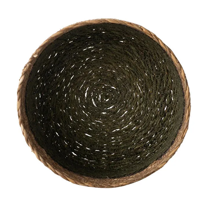 Mudo Home Yeşi̇l Natürel Yuvarlak Düz Sepet M 21 Cm
