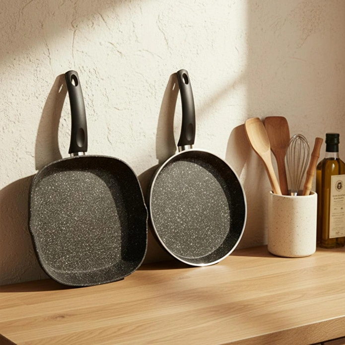 Bernardo Carolin 2 Parça Grill Tava Seti Siyah ( 26 Cm -28 Cm)