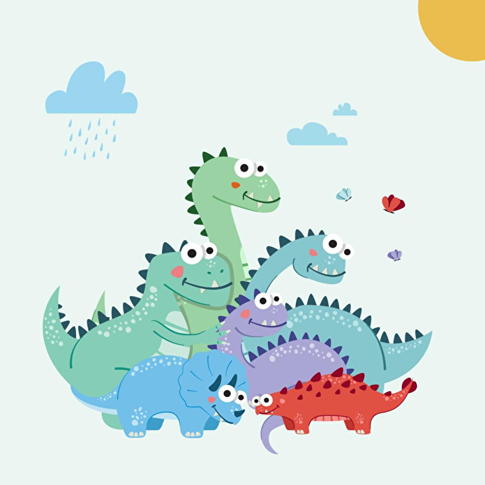 Itsy Bitsy Kids Dinotopia Çift Taraflı Pamuk Saten Çok Renkli Bebek Nevresim Seti 100x150cm