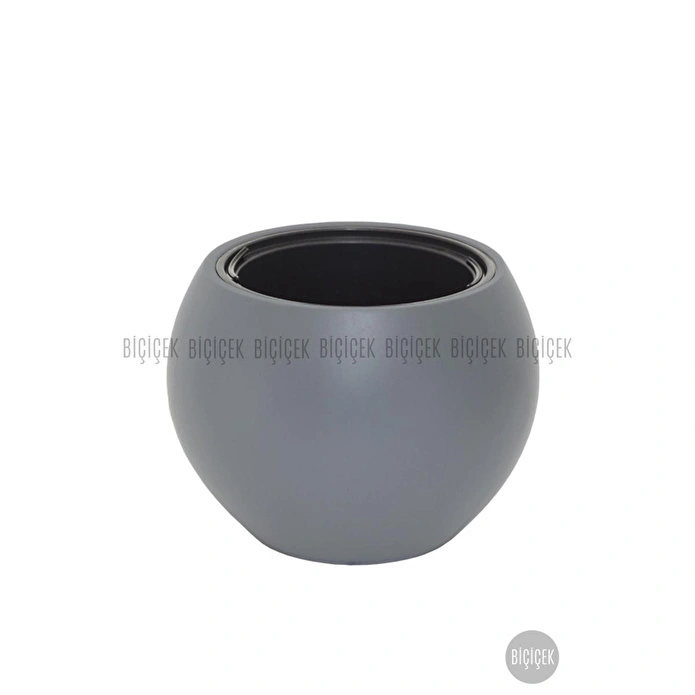 Biçiçek Plastik Küre Saksı 25 Cm Çap Gri