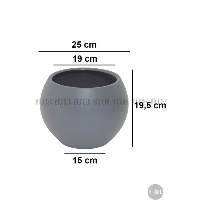 Biçiçek Plastik Küre Saksı 25 Cm Çap Gri