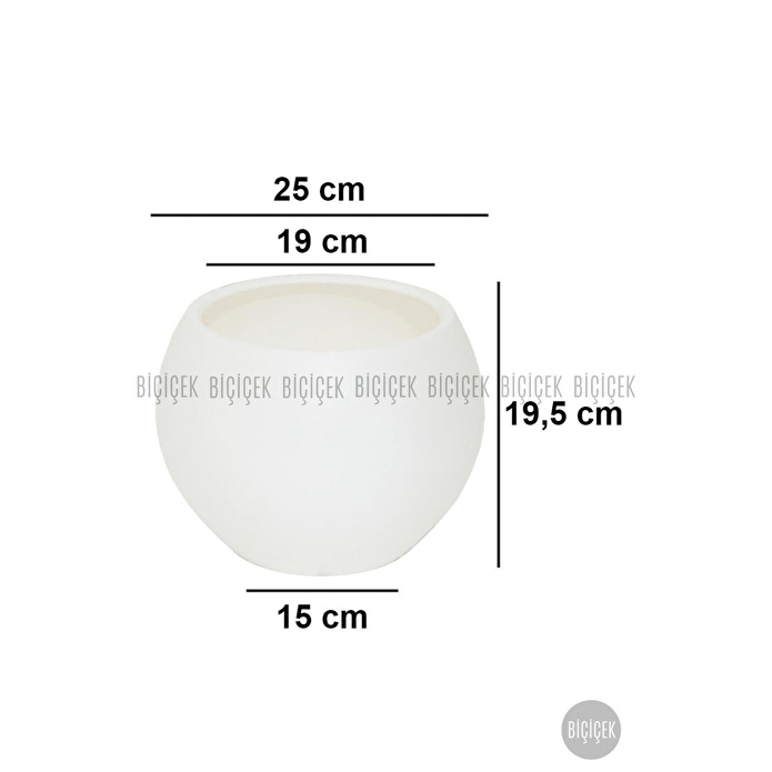 Biçiçek Plastik Küre Saksı 25 Cm Çap Beyaz