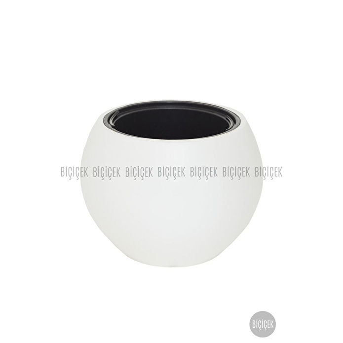 Biçiçek Plastik Küre Saksı 25 Cm Çap Beyaz