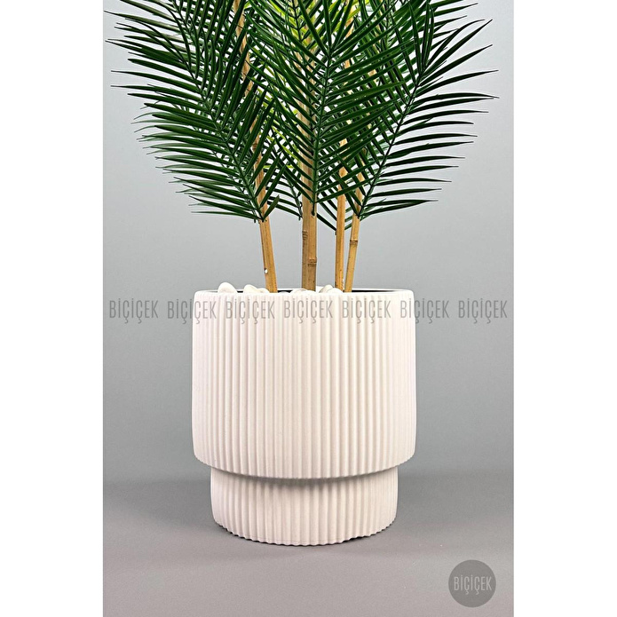 Biçiçek Yapay Areka Palmi̇yesi̇ 6 Gövde Gala Saksida Yoğun Yaprakli Beyaz