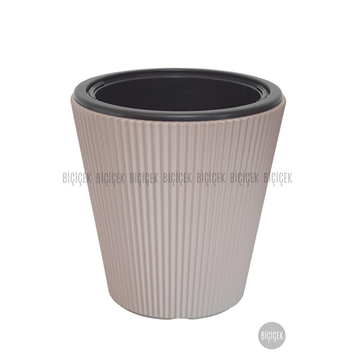 Biçiçek Luna Saksı 37 Cm Ve İç Kova Dahil Kahverengi