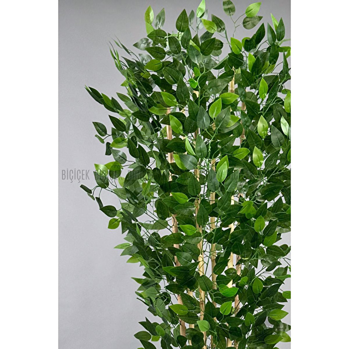 Biçiçek Yapay Benjamin Ağacı 170cm Krem Metal Saksıda Gümüş