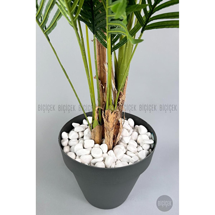 Biçiçek Yapay Areka Ağaci Büyük Boy Palmi̇ye Ağaci 4 Bambu Gövdeli̇ 220cm Antrasi̇t Renk Yali Saksida
