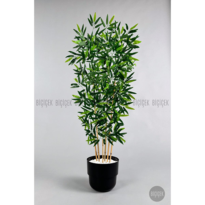 Biçiçek Yapay Bambu Ağacı 6 Dallı 150 Cm Yoğun Yapraklı Siyah