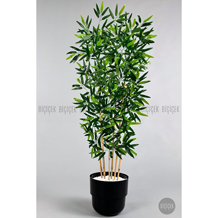 Biçiçek Yapay Bambu Ağacı 6 Dallı 150 Cm Yoğun Yapraklı Siyah