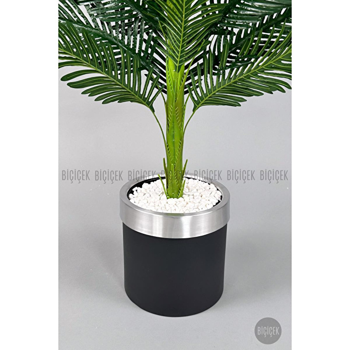Biçiçek Areka Palmiyesi 150cm Metal Siyah Gümüş Saksıda