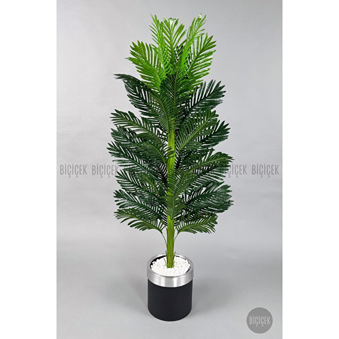 Biçiçek Areka Palmiyesi 150cm Metal Siyah Gümüş Saksıda