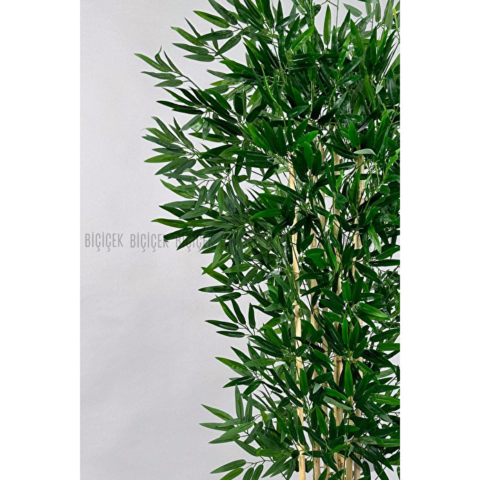 Biçiçek Yapay Bambu Ağacı 170cm Gümüş Metal Saksıda
