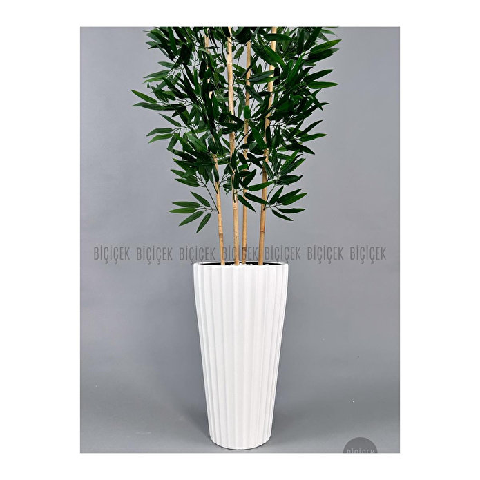Biçiçek Yapay Bambu Ve Benjamin 4 Dal Yoğun Yapraklı 180 Cm Beyazbambu