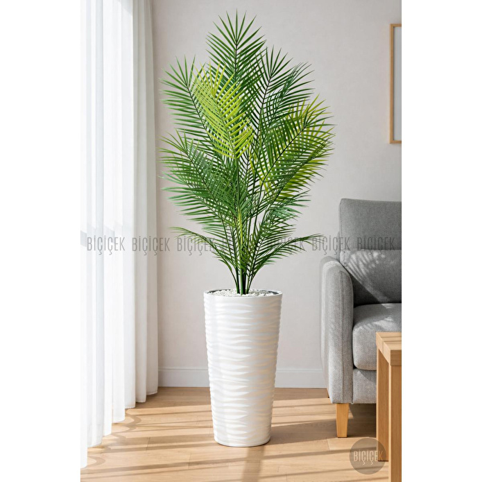 Biçiçek 180 Cm Areka Ağaci 24 Yaprakli Li̇lyum Saksida Beyaz