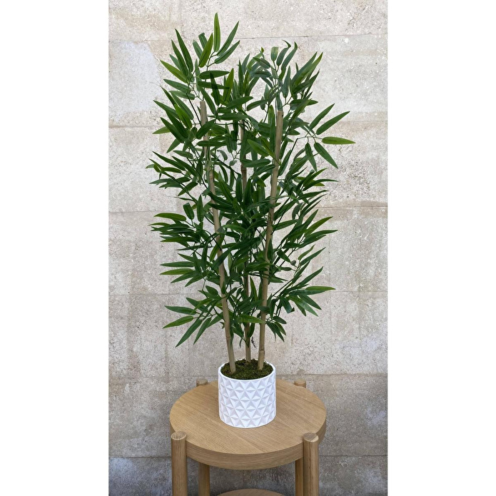 Biçiçek 110 Cm Yapay Bambu Ağacı Beton Tasarım Saksı