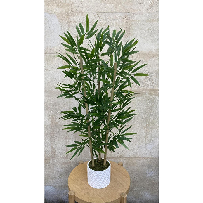 Biçiçek 110 Cm Yapay Bambu Ağacı Beton Tasarım Saksı