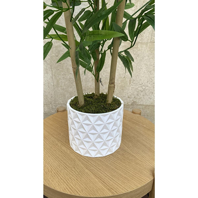 Biçiçek 110 Cm Yapay Bambu Ağacı Beton Tasarım Saksı