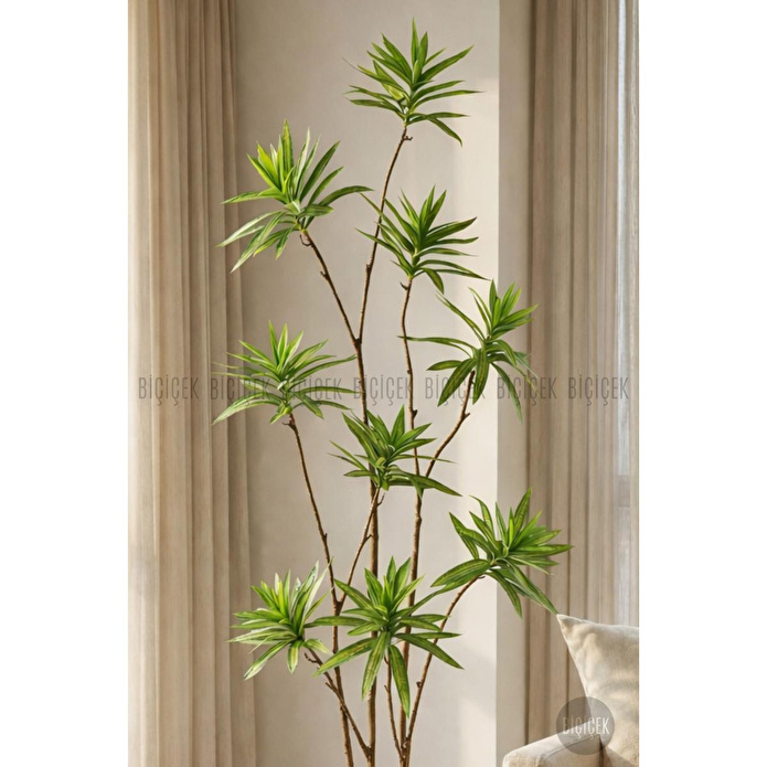 Biçiçek 160 Cm Dragon Bitkisi Yapay Dracaena Küre Saksıda Beyaz