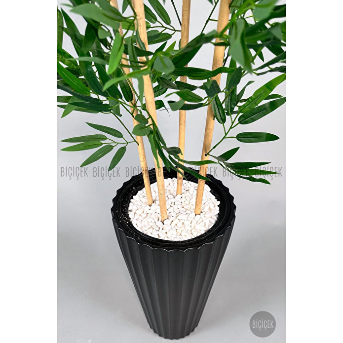 Biçiçek Yapay Bambu Ve Benjamin 4 Dal Yoğun Yapraklı 180 Cm Siyahbambu