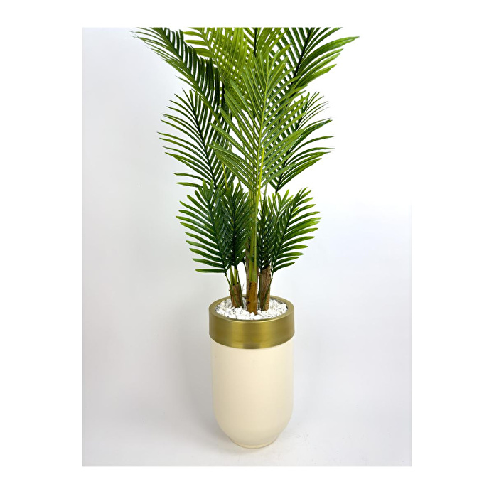 Biçiçek Areka Palmiyesi 160cm Krem Gold Metal Darbuka Saksıda