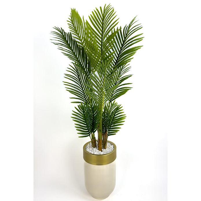 Biçiçek Areka Palmiyesi 160cm Krem Gold Metal Darbuka Saksıda