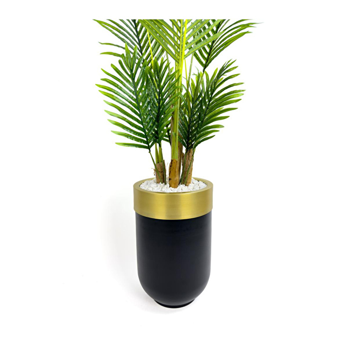 Biçiçek Areka Palmiyesi 160cm Siyah Gold Metal Darbuka Saksıda