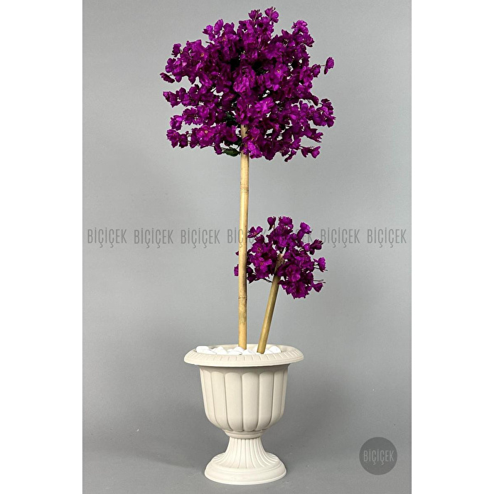 Biçiçek Yapay Ağaç Doğal Bambu Gövdeli Japon Ağacı Mor Bahar Dalı Ağacı 125cm
