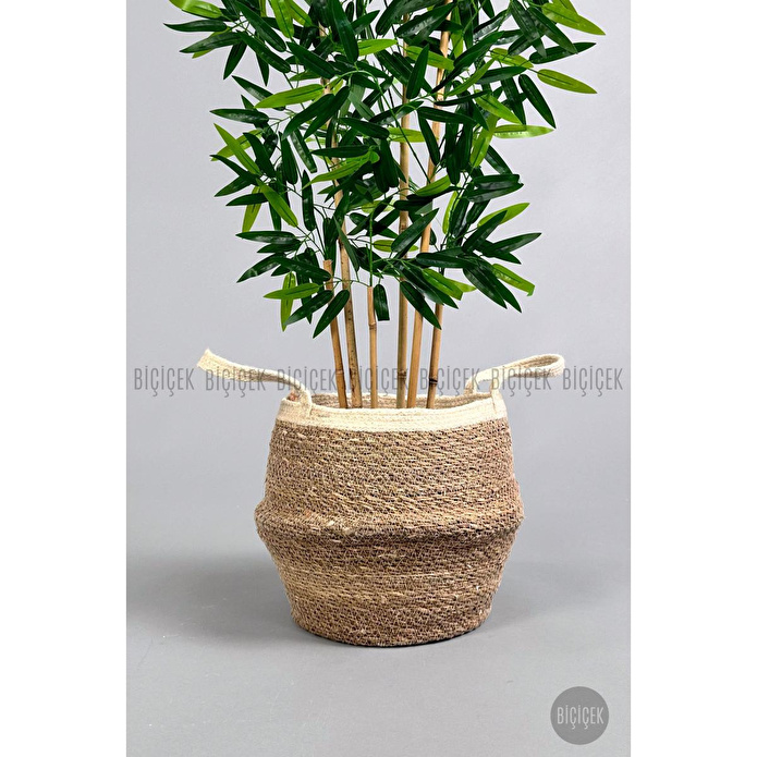 Biçiçek Yapay Bambu Ağacı 6 Dallı 150 Cm Yoğun Yapraklı Hasır3