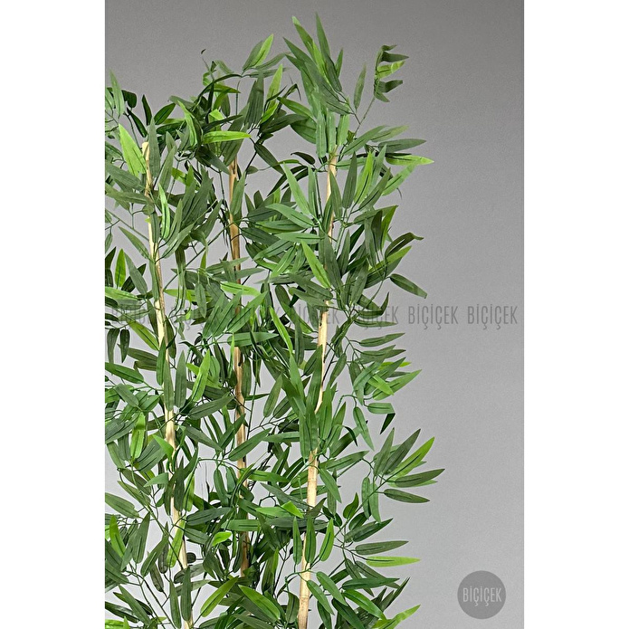 Biçiçek Yapay Bambu Ağacı 140cm Hasır Saksıda Siyah-gümüş