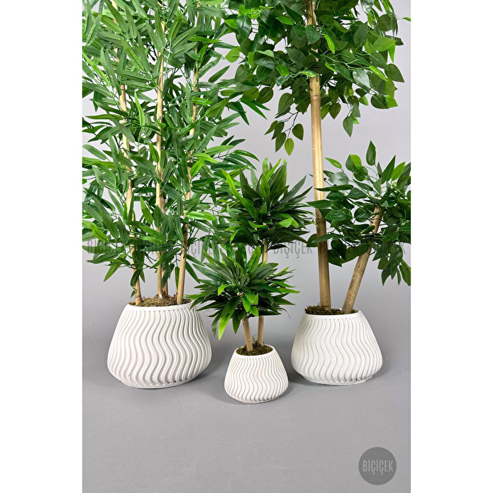 Biçiçek Yapay Bambu Ağacı 140cm 125cm Benjamin Ağacı Yoğun Yapraklı Mını Bambu