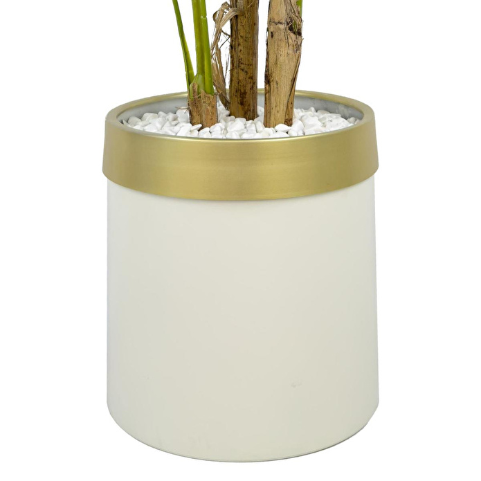 Biçiçek Monstera Ağacı 160cm Krem Gold Metal Saksıda