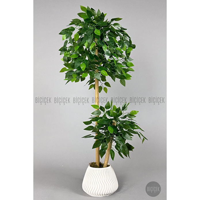 Biçiçek Yapay Benjamin Ağacı Bambu Gövdeli 140cm Büyük Saksıda Yoğun Yapraklı