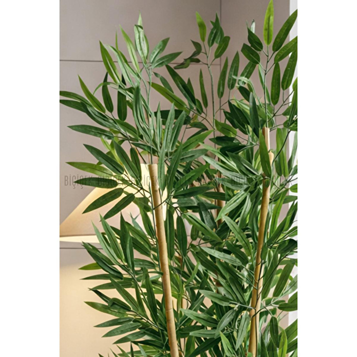 Biçiçek 125cm Yapay Bambu Ağaci Küre Saksida Gri