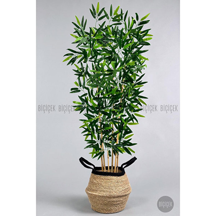 Biçiçek Yapay Bambu Ağacı 6 Dallı 150 Cm Yoğun Yapraklı Hasır4