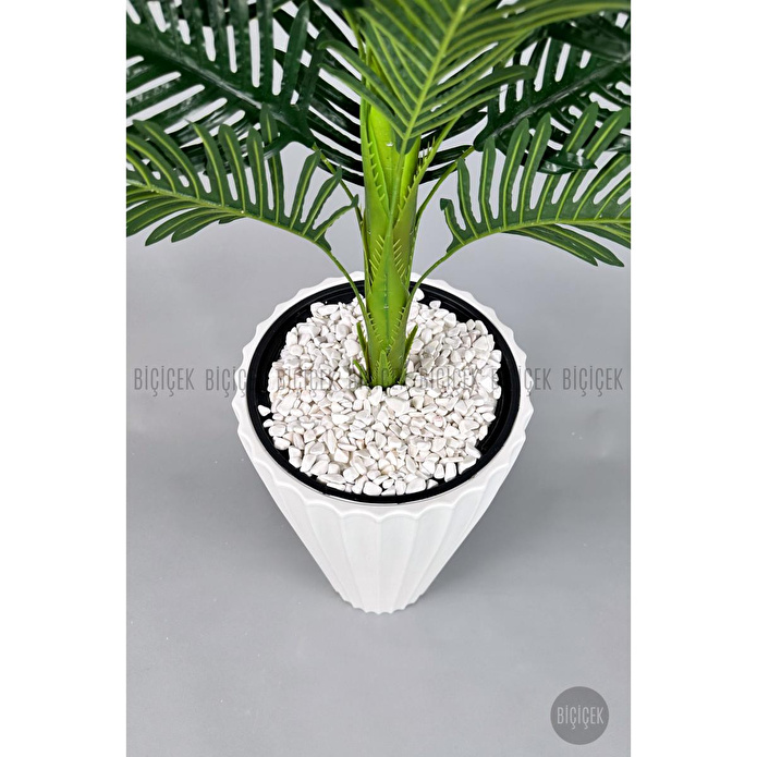 Biçiçek Yapay Areka Ağacı Büyük Boy Palmiye Ağacı Dekoratif Kumsal Beyaz Renk Saksıda