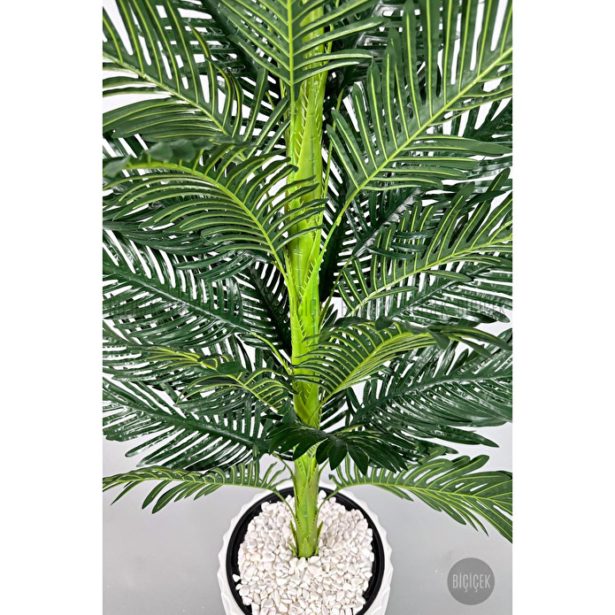 Biçiçek Yapay Areka Ağacı Büyük Boy Palmiye Ağacı Dekoratif Kumsal Beyaz Renk Saksıda