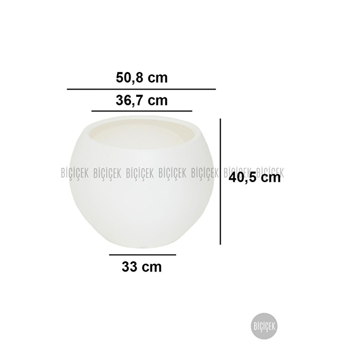 Biçiçek Plastik Küre Saksı 51 Cm Çap Beyaz