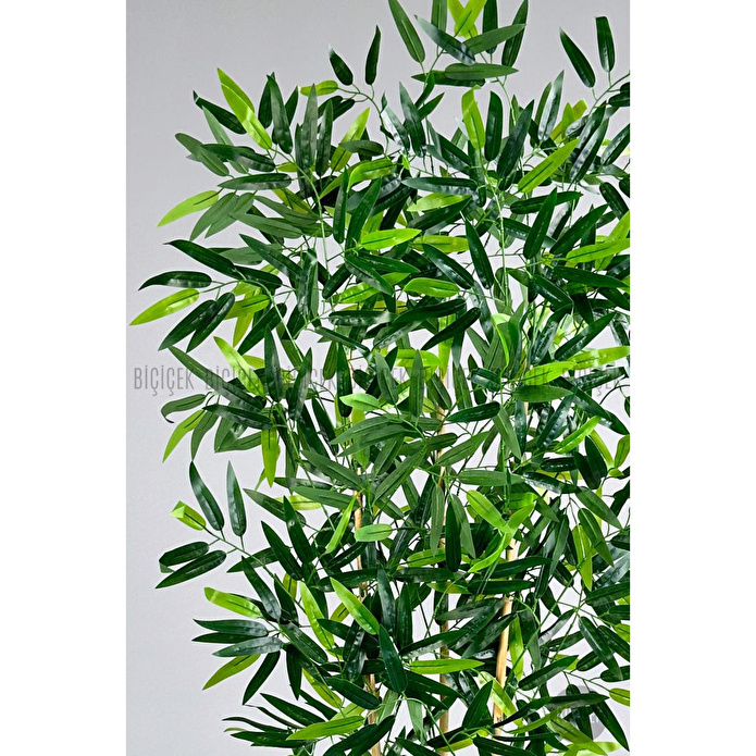 Biçiçek Yapay Bambu Ağacı 6 Dallı 150 Cm Yoğun Yapraklı Jütsaksı