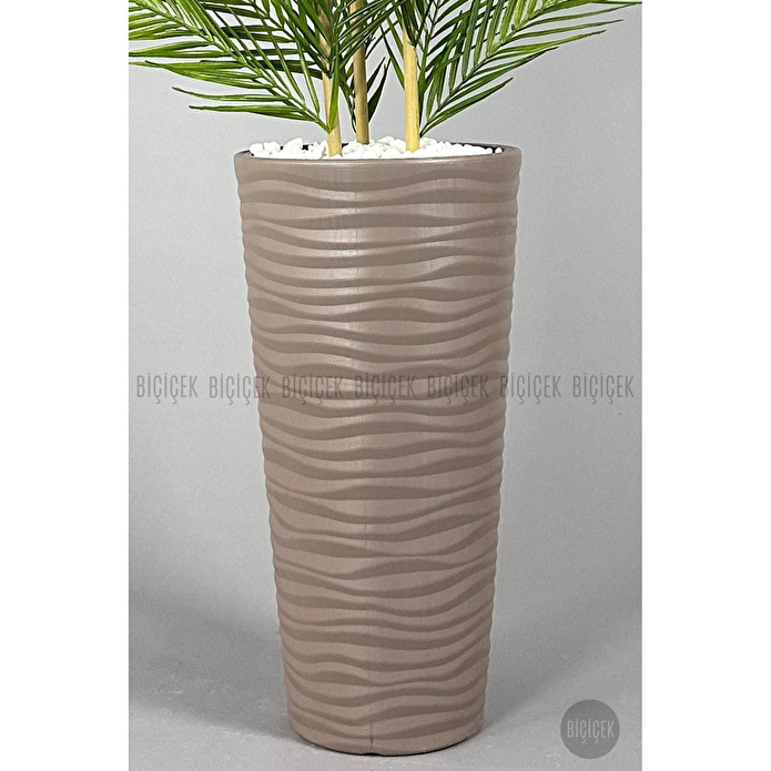 Biçiçek Yapay Areka Ağacı Palmiye Ağacı 33 Yapraklı Bambu Gövdeli Mocca Kumsal Saksı Salon Çiçeği 150cm