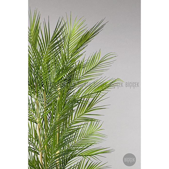 Biçiçek Yapay Areka Ağacı Palmiye Ağacı 33 Yapraklı Bambu Gövdeli Antrasit Nergis Saksı Salon Çiçeği 130cm
