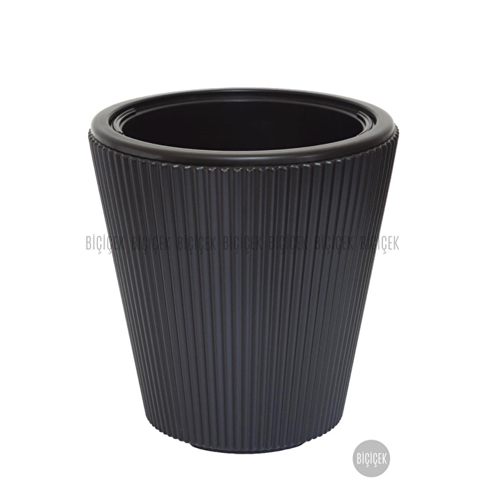 Biçiçek Luna Saksı 37 Cm Ve İç Kova Dahil Siyah