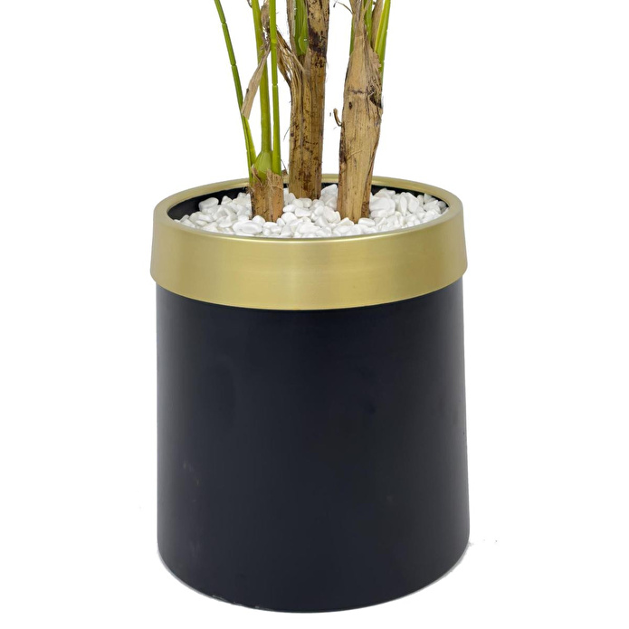 Biçiçek Monstera Ağacı 160cm Siyah Gold Metal Saksıda
