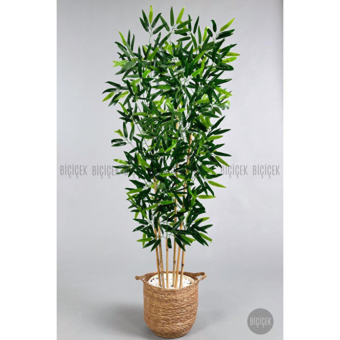 Biçiçek Yapay Bambu Ağacı 6 Dallı 150 Cm Yoğun Yapraklı Hasır1