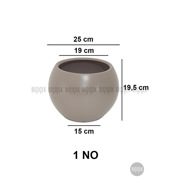 Biçiçek Plastik Küre Saksı 25 Cm Çap Kahverengi