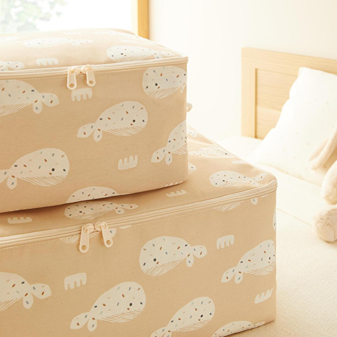 Ocean Home Textile 2'li Çocuk Odası Sevimli Balina Hurç Set 1 Adet 30 X 22 X 18 / 1 Adet 52 X 28 X 21 Cm